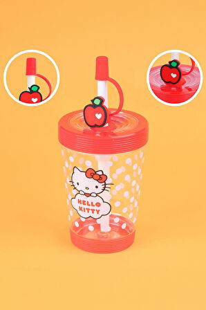 Hello Kitty Lisanslı Elma Koleksiyonu Pipetli Plastik Şişe