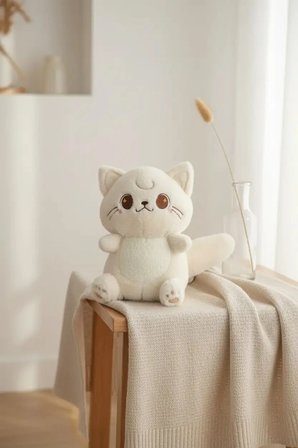 Miniso Lisanslı Çöl Yıldızı Serisi Kedi Peluş Oyuncak Krem – Ultra Yumuşak Sarılmalık Uyku Arkadaşı 25 Cm