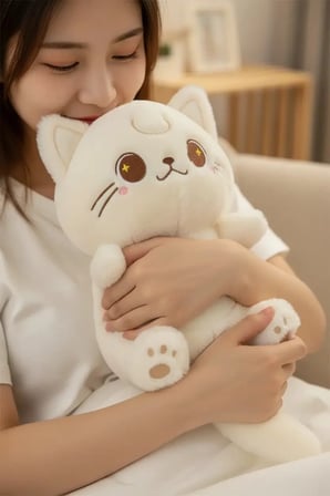 Miniso Lisanslı Çöl Yıldızı Serisi Kedi Peluş Oyuncak Krem – Ultra Yumuşak Sarılmalık Uyku Arkadaşı 25 Cm