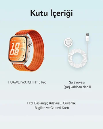 HUAWEI WATCH FIT 5 Pro Akıllı Saat, GPS, EKG, 1,92″ Safir Cam Ekran, NFC, Outdoor Modlar, Sağlık Takibi, Uzun Pil Ömrü, 5 ATM, Turuncu