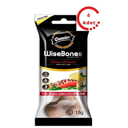 Gnawlers Wisebones Somon Ve Limonlu Köpek Ödülü 15 gr  x 4 Adet