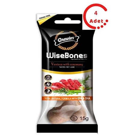 Gnawlers Köpek Ödül Kemiği Geyikli ve Biberiyeli 15 Gr x 4 Adet