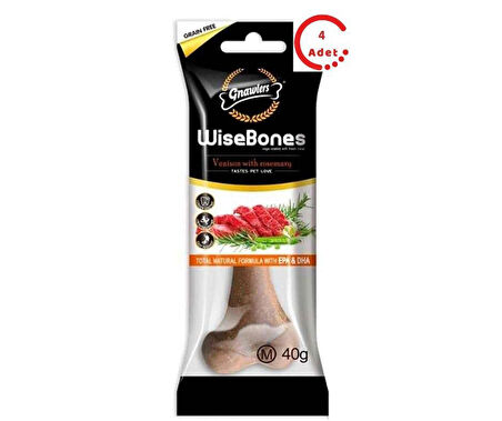 Gnawlers Wise Bones Geyik Etli ve Biberiyeli Köpek Ödül Kemiği 40 Gr x 4 Adet