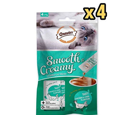 Gnawlers Krema Kedi Ödülü Tavuklu Ciğerli 4x15 Gr x 4 Adet