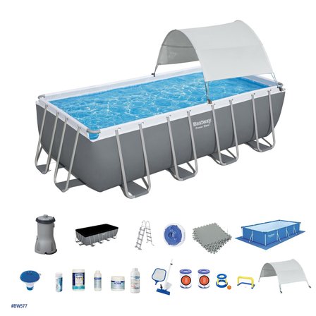 Beswtay Gölgelikli Büyük Prefabrik Full Havuz Seti 488x244x122cm 56670 BW577