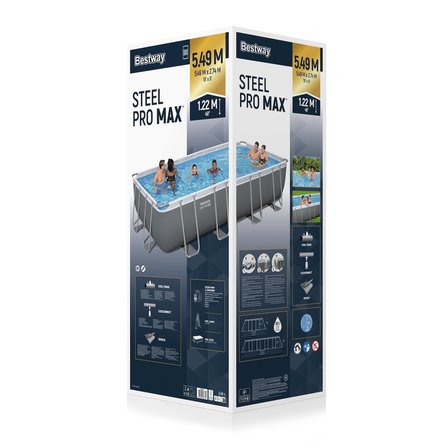 Bestway Steel Pro MAX Gölgelikli Prefabrik Dikdörtgen Havuz Seti 5,49 m x 2,74 m x 1,22 m 56465 BW590