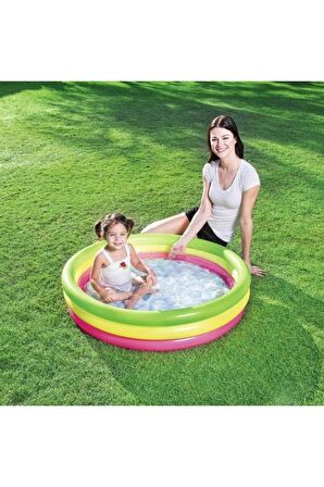 Bestway 51104 Üç Halkalı Renkli Şişme Çocuk Havuz 102x25 Cm