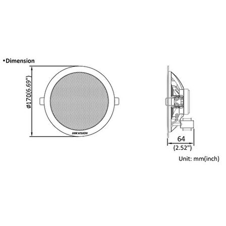 Hikvision 6W Analog Tavan Hoparlörü Ses Sistemi DS-QAE0206G1-V 