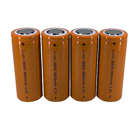 Hedyex 26650 Şarjlı Pil 8800mAh 4.2V Li-ion Pil 4Lü Premium