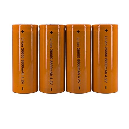 Hedyex 26650 Şarjlı Pil 8800mAh 4.2V Li-ion Pil 4Lü Premium