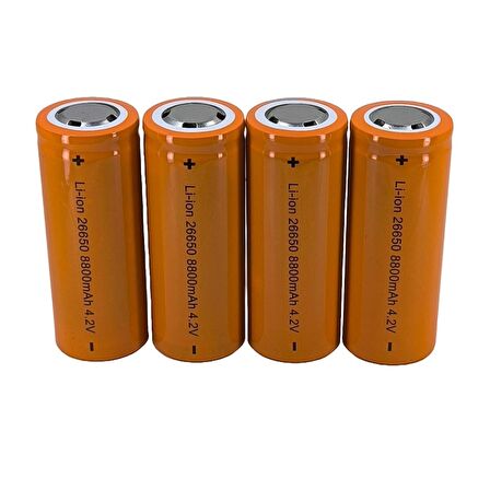 Hedyex 26650 Şarjlı Pil 8800mAh 4.2V Li-ion Pil 4Lü Premium