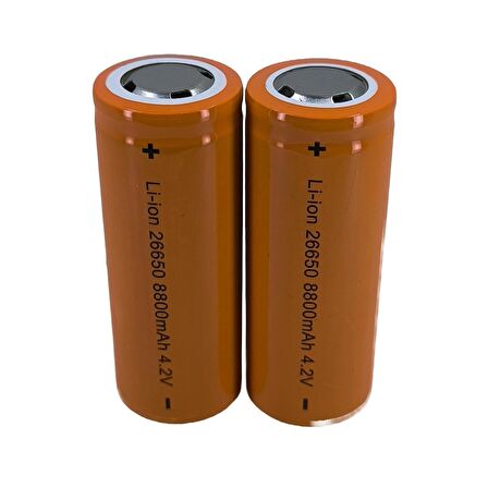 Hedyex 26650 Şarjlı Pil 8800mAh 4.2V Li-ion Pil 2Li Premium