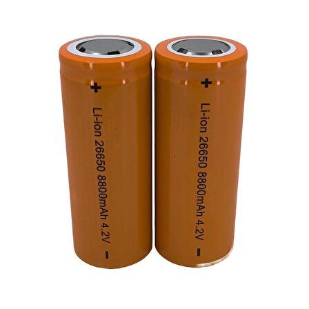 Hedyex 26650 Şarjlı Pil 8800mAh 4.2V Li-ion Pil 2Li Premium