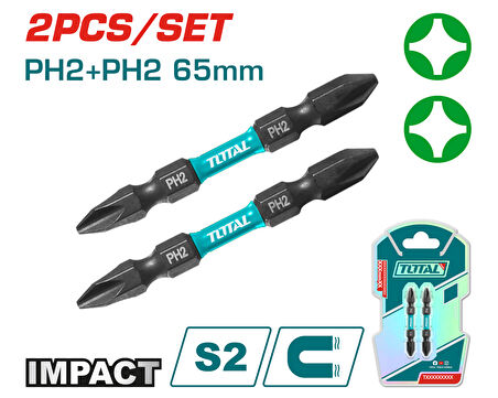 DARBELİ 65MM 2 Lİ ÇİFT TARAFLI PH2 BİTS UÇ