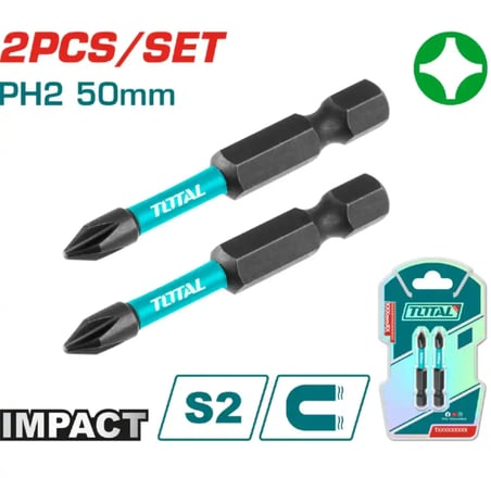 Total TACIM71PH250 Darbeli PH2 Bits Uç 50 mm 2 Parça