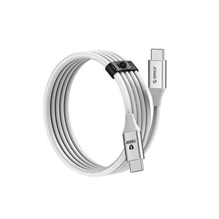 Orico 100W 5A PD Type-C to Type-C Hızlı Şarj ve Data Kablosu Beyaz 1 Metre