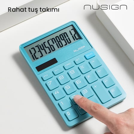 NUSIGN 12 Haneli Hesap Makinesi Plastik Mavi