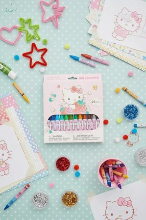 Sanrio Lisanslı Hello Kitty Çilek Serisi 24'lü Yağlı Pastel Boya Seti