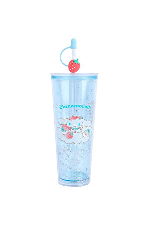 Sanrio Lisanslı Çift Cidarlı Pipetli Plastik Şişe (800ml) - Cinnamoroll