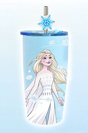 Disney Frozen Lisanslı Plastik Pipetli Termos (530ml)