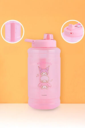 Sanrio Lisanslı Otomatik Kapaklı Büyük Plastik Şişe (1900ml) - My Melody