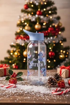 Disney Lilo & Stitch Lisanslı Pipetli Tutacaklı Plastik Su Kabı 25,2 Cm