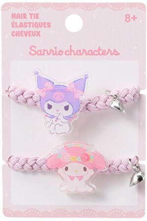 Sanrio Lisanslı Örgülü Saç Lastiği (2 adet) - Kuromi - My Melody - Cinnamoroll