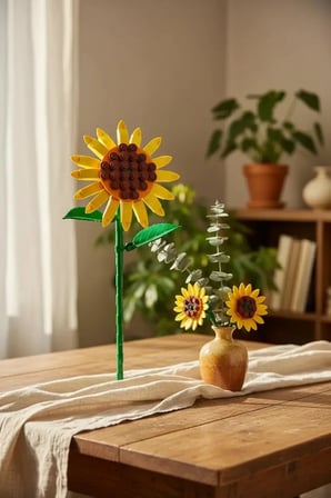 Miniso Lisanslı Çiçek Serisi Ayçiçeği İnşa Blokları Seti ABS Dekoratif Çiçek Yapım Bloğu