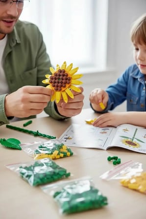 Miniso Lisanslı Çiçek Serisi Ayçiçeği İnşa Blokları Seti ABS Dekoratif Çiçek Yapım Bloğu