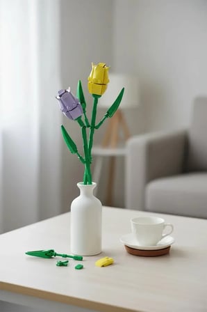 Miniso Lisanslı Çiçek Serisi Lale İnşa Blokları Seti ABS Dekoratif Çiçek Yapım Bloğu