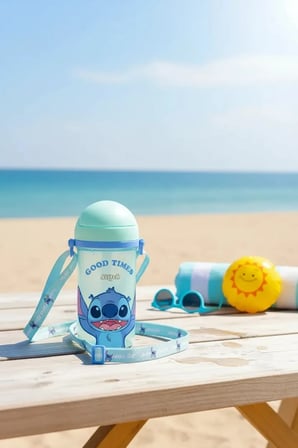 Disney Stitch Lisanslı Omuz Askılı Pipetli Matara – 17,4 Cm – Pratik Taşıma