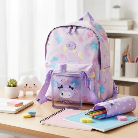 Sanrio Lisanslı Taşıma Askılı Sızdırmaz Plastik Su Şişesi Kuromi 500 ml