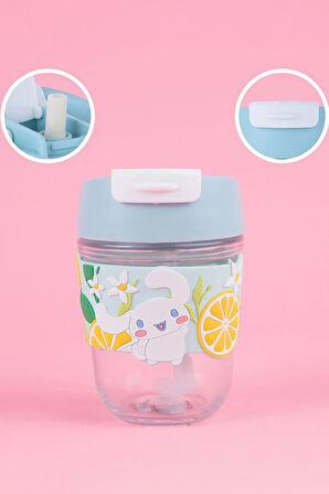 Sanrio Lisanslı Pipetli Mini Cam Şişe (350ml) - Cinnamoroll