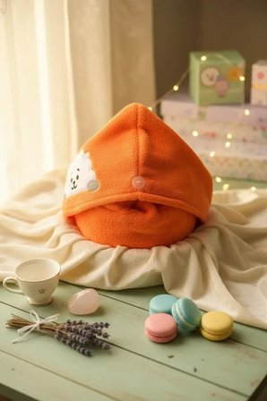 BT21 Lisanslı Düğmeli Ultra Emici Mikrofiber Saç Kurutma Havlusu RJ 13 cm
