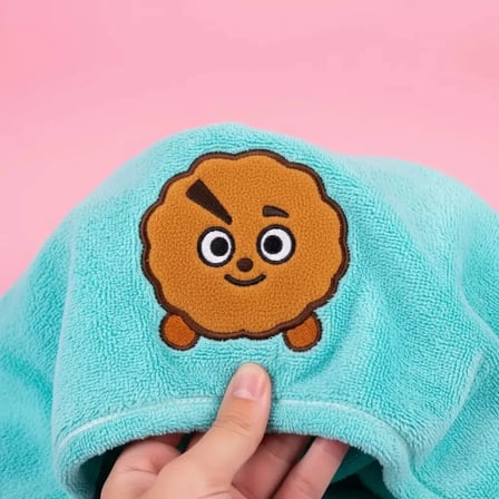 BT21 Lisanslı Ultra Emici Mikrofiber Saç Kurutma Havlusu Shooky 13 cm