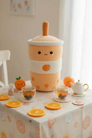 Miniso Lisanslı Meyve Çayı Serisi Peluş Oyuncak Yumuşak Figür Portakal Tasarımlı 30 cm