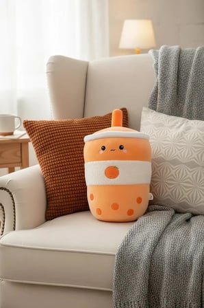 Miniso Lisanslı Meyve Çayı Serisi Peluş Oyuncak Yumuşak Figür Portakal Tasarımlı 30 cm