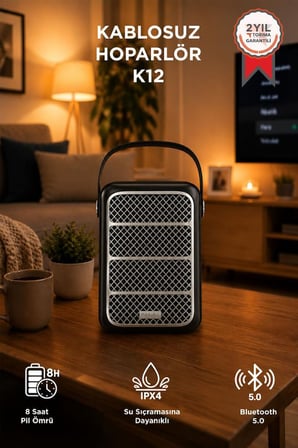 Bluetooth Hoparlör Kablosuz Taşınabilir Speaker K12 Siyah
