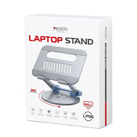 Yesido LP06 360 Derece Ayarlanabilir Metal Laptop Standı - Gümüş