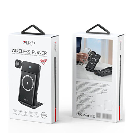 Yesido YP69 Led Göstergeli 20W PD Kablosuz Magsafe Powerbank - Siyah