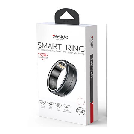 Yesido IO32 50M Su Geçirmez Sağlık ve Egzersiz Takip Özellikli Akıllı Yüzük - Siyah