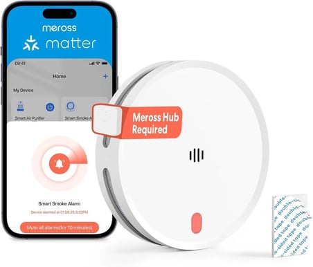 Meross Matter Akıllı Duman ve Yangın Alarm Sensörü MA151 (Apple Home Destekli)