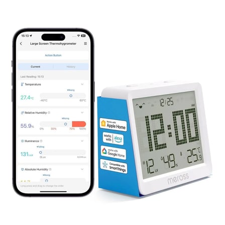 Meross Akıllı Sıcaklık ve Nem Sensörü MS130 (Apple Home Destekli)