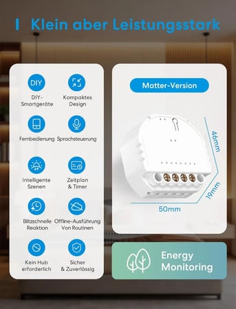 Meross Matter Akıllı Sıva Altı Röle Matter MSS815 (Apple Home Destekli)