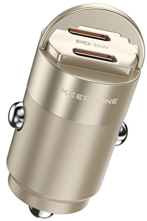 Keephone CC12 CarVolt 36W PD Hızlı Araç Şarj - Gold