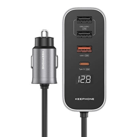 Keephone CC14 RevAmp PD Hızlı Araç Şarj - Koyu Gri