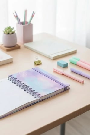 Miniso Lisanslı Pastel Serisi A5 Tel Ciltli Lastikli Defter 100 Sayfa – Mor