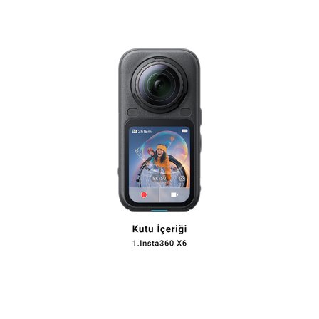 Insta360 X6 Standard Bundle 8K 50 FPS 360° Aksiyon Kamerası, Çift 1/1.1 İnç Sensör, 120 MP, Dolby Vision - Midnight Black