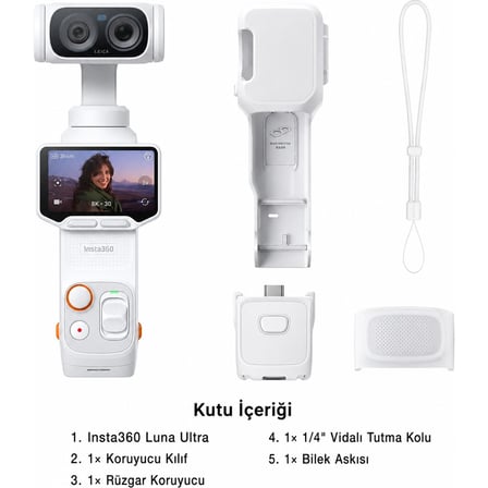 Insta360 Luna Ultra Standart Bundle 8k Çift Lensli Gimbal Beyaz Aksiyon Kamerası