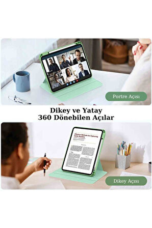 iPad Air 13 2025 M3 Çip Uyumlu 360° Dönebilen Yatay Dikey Standlı Fuchsia Pino Tablet Kılıfı